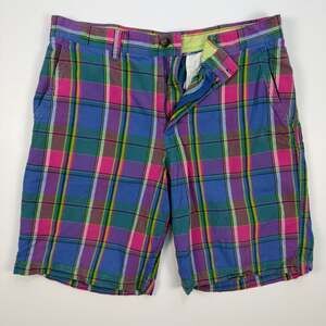 IZOD Men's Colorful Madras Plaid Shorts Size 34